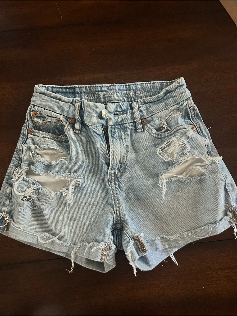American Eagle Outfitters Light Wash Distressed Denim Jean Shorts